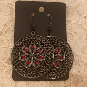 Bohemian style earrings with Ruby stones